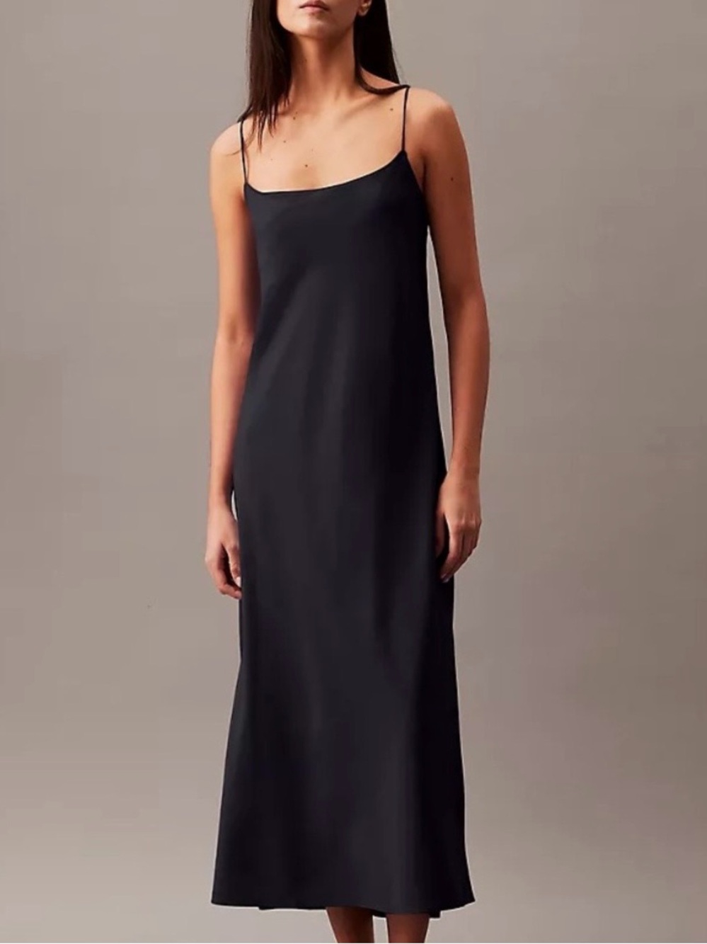 Calvin Klein Black Slip Midi Dress